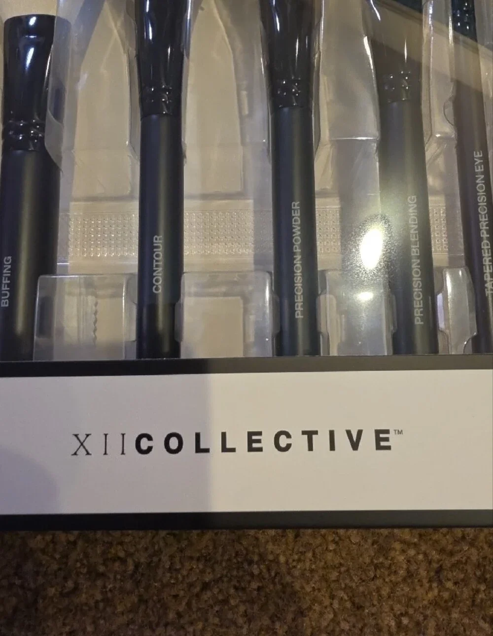 XI Collective 10-Piece Makeup Brush Set - Black & White Bristles